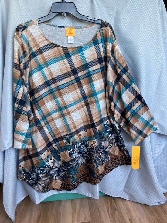 Ruby Rd. Tops - Ruby Rd plaid print floral print top casual business casual 2X